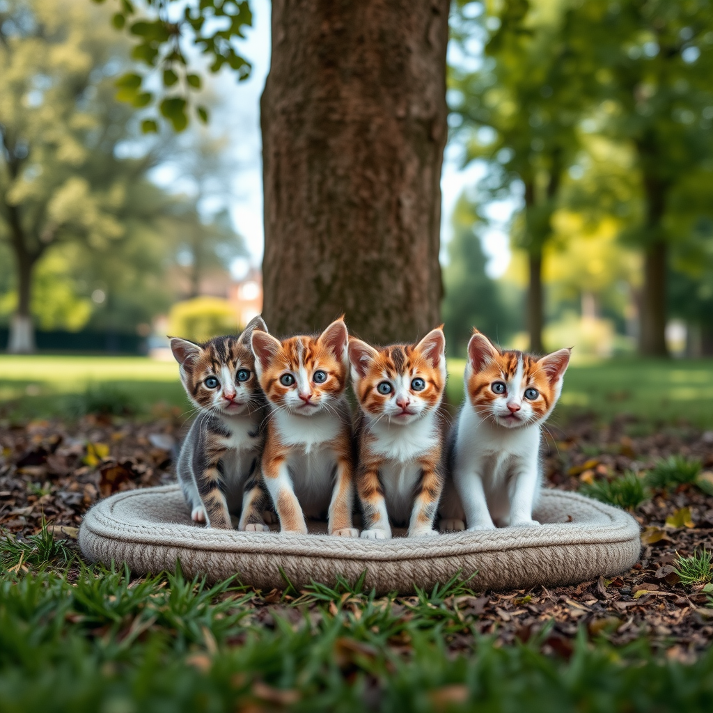 Frightened kittens discovered abandoned beneath tree at Oxford park